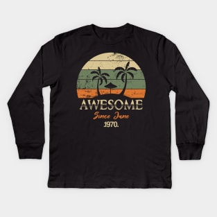 Awesome Since June 1970 Retro Vintage Kids Long Sleeve T-Shirt